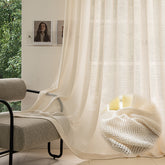 Cream Exquisite Imitation Linen Look window sheer curtain(XML)