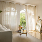 Japanese Style Linen Look sheer curtain for window decor(CYS)