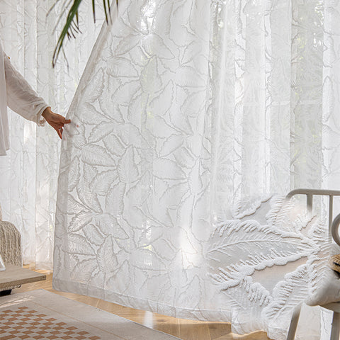 Jacquard semi sheer curtain for home window decor（SRS-BGRS)