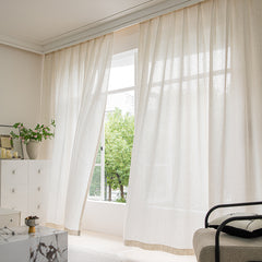 Flax Linen Look Blinds Sheer Curtains Customize（5086-18YMS)