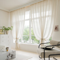 Flax Linen Look Blinds Sheer Curtains Customize（5086-18YMS)