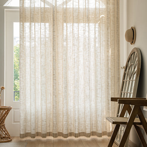 Japanese Style Linen Look sheer curtain for window decor（CYS)