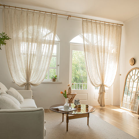 Japanese Style Linen Look sheer curtain for window decor（CYS)