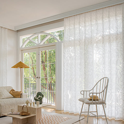 Jacquard semi sheer curtain for home window decor（SRS-BGRS)