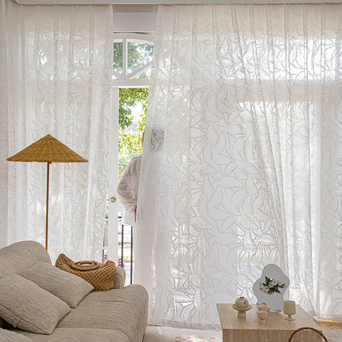 Jacquard semi sheer curtain for home window decor（SRS-BGRS)