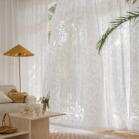 Jacquard semi sheer curtain for home window decor（SRS-BGRS)