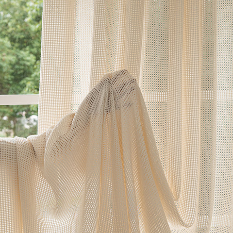 Cream Exquisite Imitation Linen Look window sheer curtain（XML)